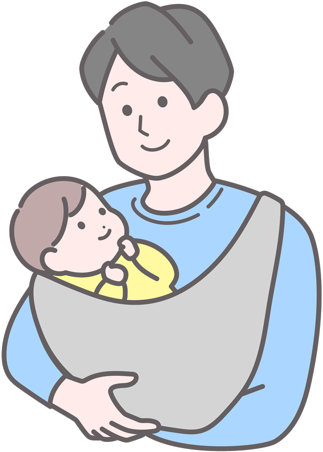 赤ちゃんを抱っこする男性