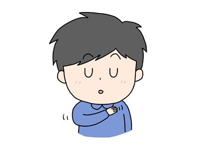 胸に手を当てる男性