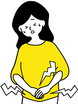 おなかを押える女性