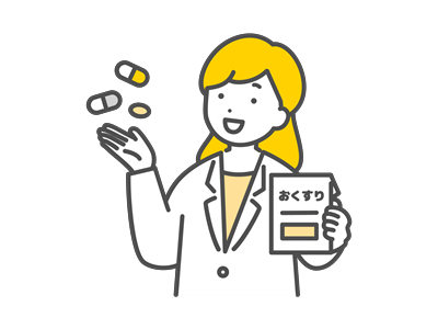 薬を手に持つ女性