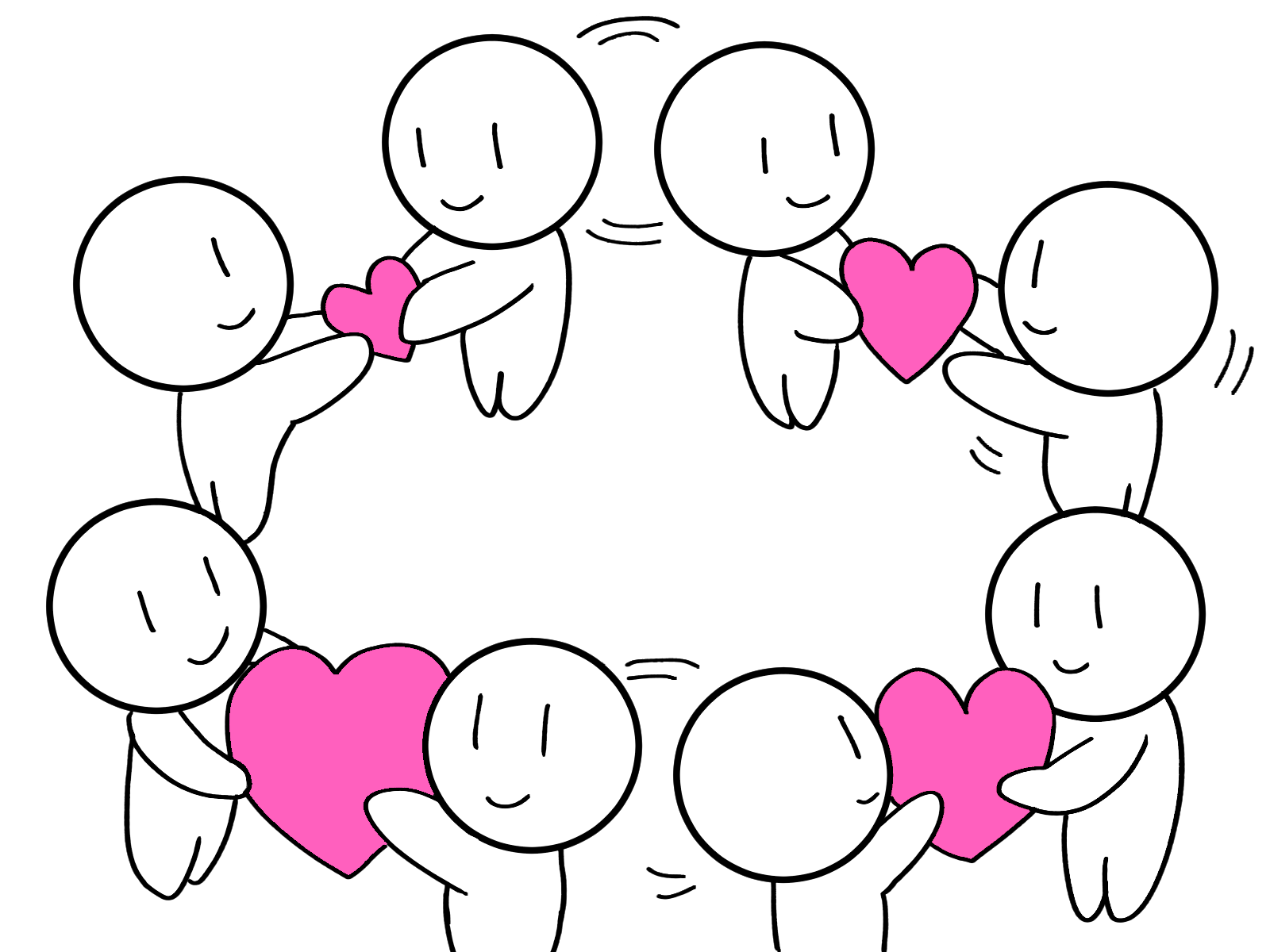 ハートを手に持つ人々