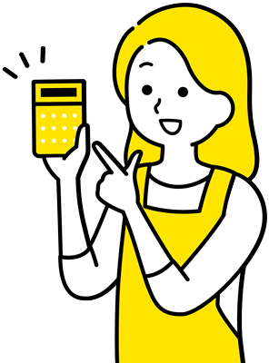 電卓を片手に持つ女性